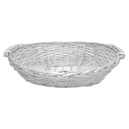 Cesto ovale con manici in vimini bianco cm 55x42x12 h