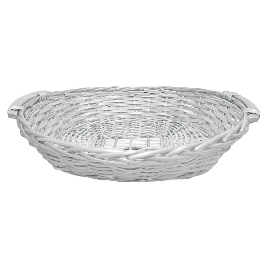 Cesto ovale con manici in vimini bianco cm 55x42x12 h