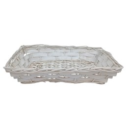 Cesta rectangular de mimbre blanco cm 50x34x11 h