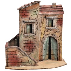 Neapolitan house with side staircase and entrance arch cm