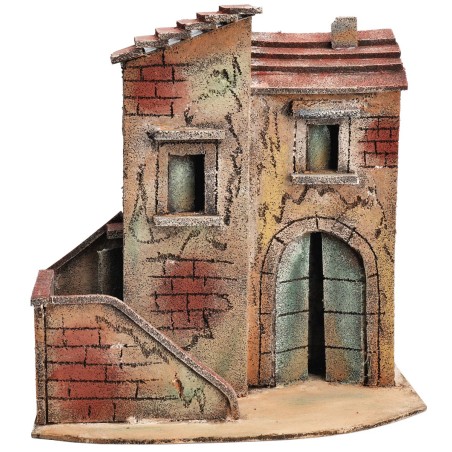 Neapolitan house with side staircase and entrance arch cm