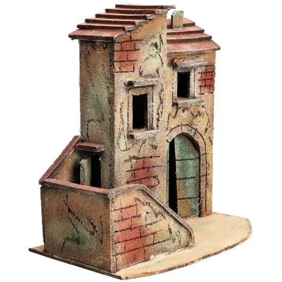 Casa napolitana con escalera lateral y arco de entrada cm
