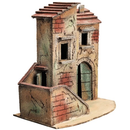 Casa napolitana con escalera lateral y arco de entrada cm