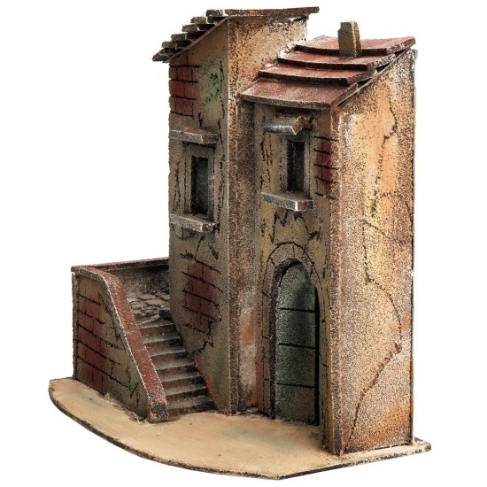 Neapolitan house with side staircase and entrance arch cm