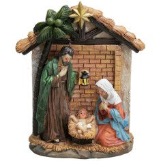 Natividad bloque con cabaña en resina cm 9x4x13,5 h para belén