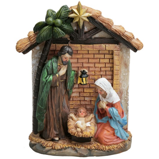 Nativity block with resin hut cm 9x4x13.5 h for nativity scene