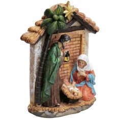 Nativity block with resin hut cm 9x4x13.5 h for nativity scene 2