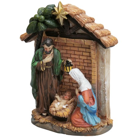 Nativity block with resin hut cm 9x4x13.5 h for nativity scene