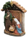 Nativity block with hut in resin cm 9x4x13.5 h