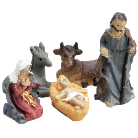 Mini Natività 5 soggetti in resina 3 cm per presepe Mondo