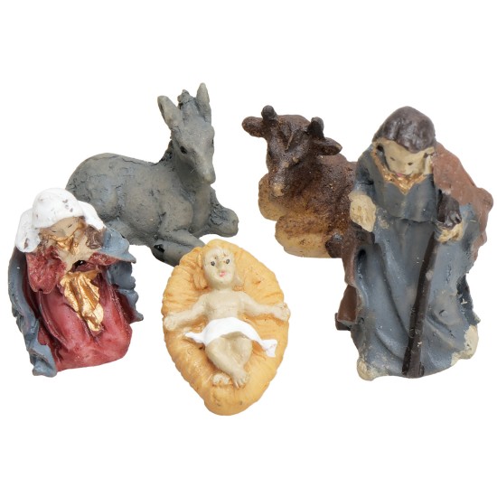 Mini Natività 5 soggetti in resina 3 cm per presepe Mondo