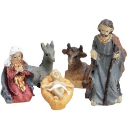 Mini Natività 5 soggetti in resina 3 cm