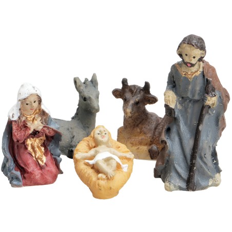 Mini Natividad 5 figuras en resina 3 cm para belén Mundo