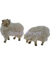 Set of 2 sheep resin with wool