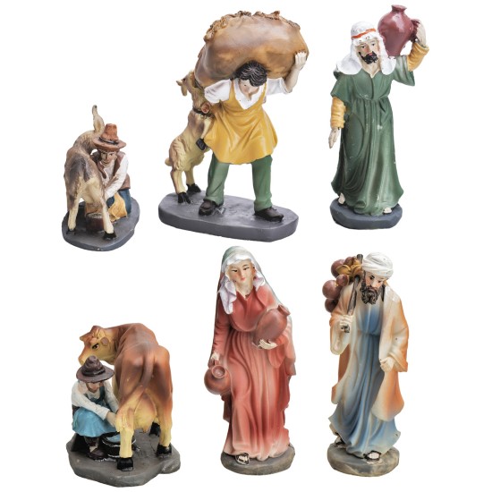 Set of 6 resin figurines series 9 cm for nativity scene Mondo Presepi