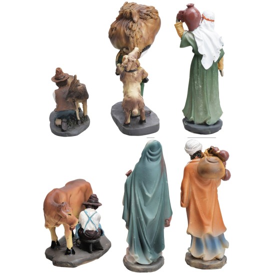 Set 6 soggetti in resina serie 12 cm per presepe Mondo Presepi