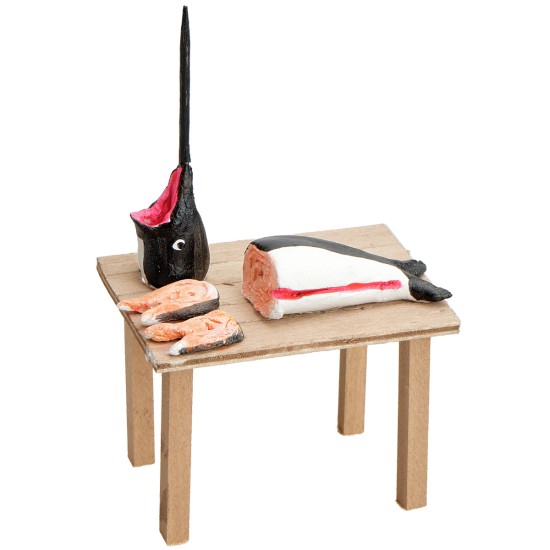 Banchetto del pesce cm 7x5x11,5 h per presepe Mondo Presepi