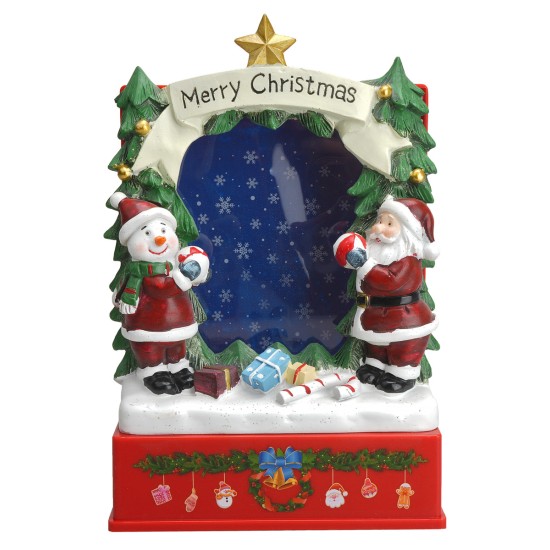 Copia de Escenario navideño con tienda de árboles y trineo de