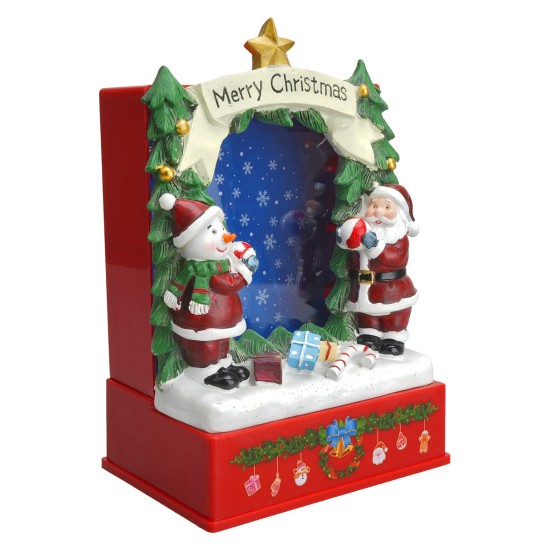 Copia de Escenario navideño con tienda de árboles y trineo de