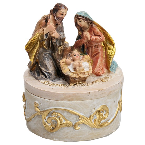 Cofanetto Natività in ginocchio serie 4 cm in resina