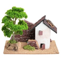 Casita con árbol para belén cm 16x8,5x13,5 h para belén
