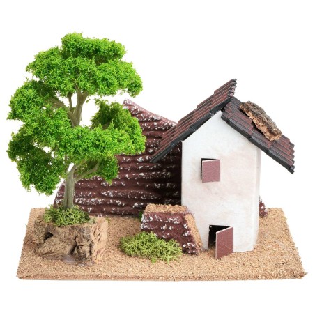 Casetta con albero per presepe cm 16x8,5x13,5 h per presepe