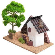 Casita con árbol para belén cm 16x8,5x13,5 h para belén 2