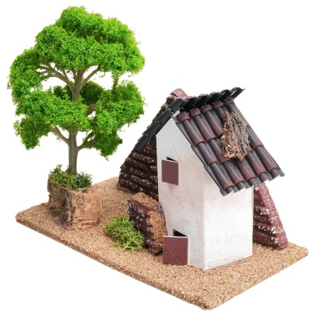 Casetta con albero per presepe cm 16x8,5x13,5 h per presepe