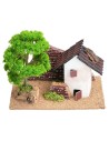 Casita con árbol para belén cm 16x8,5x13,5 h para belén