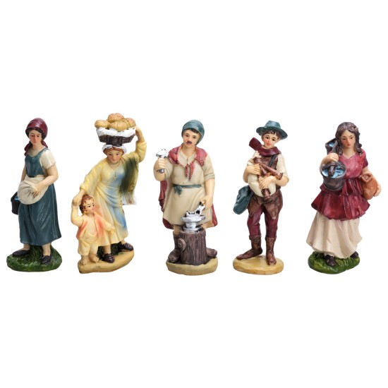 Set de 10 figuras de resina serie 12 cm para belén Mundo Pesebres