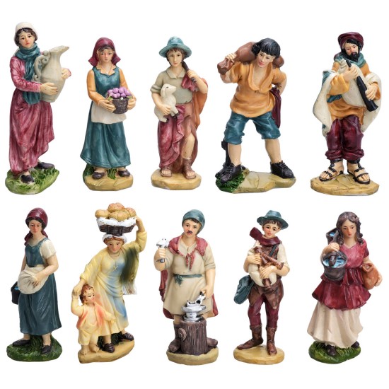 Set 10 soggetti in resina serie 12 cm per presepe Mondo Presepi
