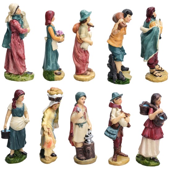 Set of 10 resin subjects series 12 cm for nativity scene Mondo Presepi