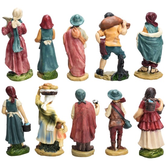 Conjunto de 10 figuras de resina serie 12 cm para belén Mondo Presepi