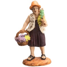 Pastore con cesto d'uva 9 cm Oliver per presepe Mondo Presepi