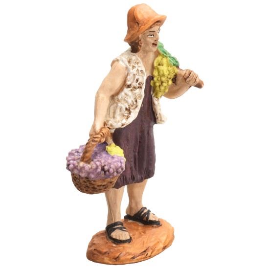 Pastore con cesto d'uva 9 cm Oliver per presepe Mondo Presepi