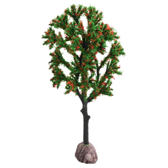 Árbol verde con floración roja 15 cm para belén Mondo Presepi
