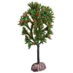 Albero verde con fioritura rossa 15 cm per presepe Mondo Presepi