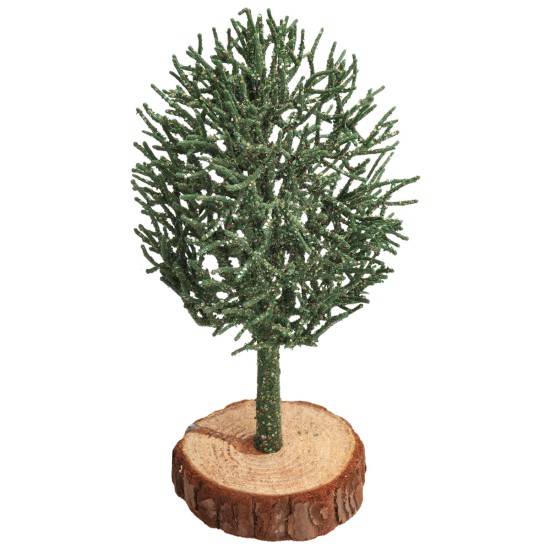 Green tree with wooden base 18.5 cm for nativity scene Mondo Presepi