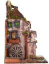 Borgo illuminato con mulino funzionante cm 40x40x65 h