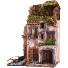 Illuminated village with working mill cm 40x40x65 h 2