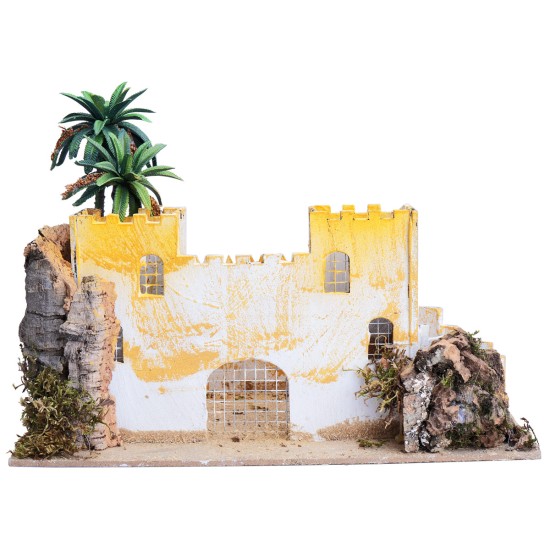 Castello palestinese con palma cm 31x18x22 h per presepe Mondo