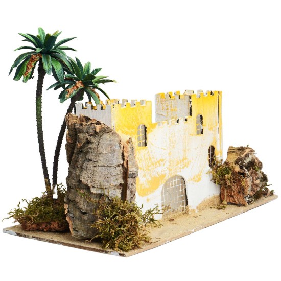 Palestinian castle with palm tree cm 31x18x22 h for Mondo nativity scene