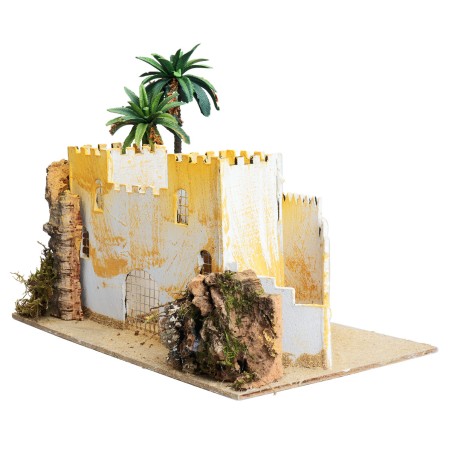 Palestinian castle with palm tree cm 31x18x22 h for Mondo nativity scene