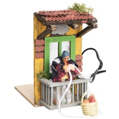 Woman with basket 8 cm in motion for Mondo Presepi nativity scene 2
