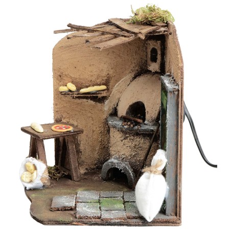 Bottega del pizzaiolo cm 15x14,5x17 h per presepe Mondo Presepi