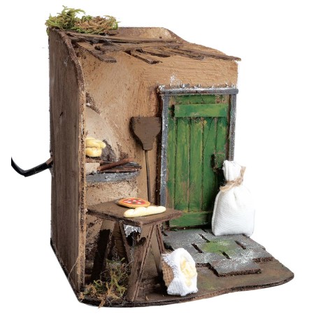 Bottega del pizzaiolo cm 15x14,5x17 h per presepe Mondo Presepi