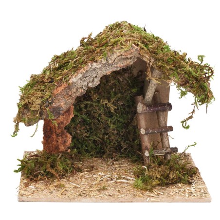 Capanna con scala per Natività cm 23,5x15x19,5 h per presepe