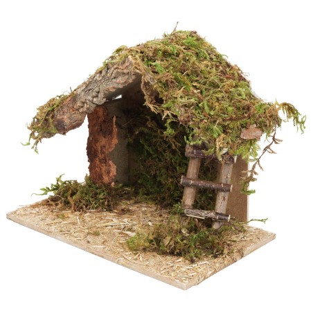 Capanna con scala per Natività cm 23,5x15x19,5 h per presepe