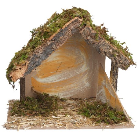 Capanna con staccionata laterale cm 24x14,5x20,5 h per presepe
