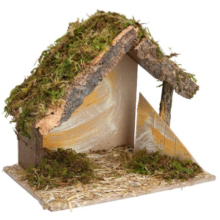 Capanna con staccionata laterale cm 24x14,5x20,5 h per presepe